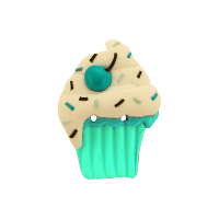Bouton gâteau cupcake turquoise