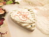 Bouton gros coeur Shabby chic beige et petit coeur blanc