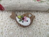 Bouton oiseau Shabby chic marron motif bois droite