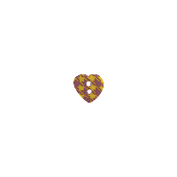 Bouton petit coeur motif pied de poule violet et jaune