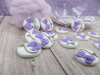 Bouton rond 13mm blanc avec petite violette