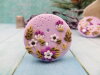 Bouton rond lilas 28mm bouquet de fleurs