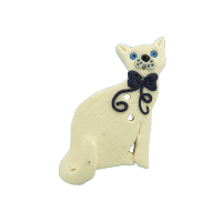 Bouton chat blanc collier marine