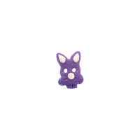 Bouton tête de lapin violet pailleté