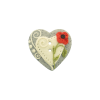 Bouton coeur gris petit coeur blanc et coquelicot