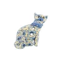 Bouton chat bleu et beige