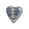 Bouton gros coeur bleu et petit coeur motif Azurite