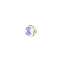 Bouton rond 13mm blanc avec petite violette