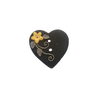 Bouton coeur noir fleur dorée