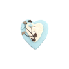 Bouton coeur turquoise petit coeur beige et feuillage