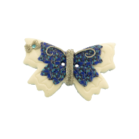 Bouton gros papillon bleu et Azurite
