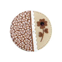 Bouton gros rond beige et motif Cheyenne