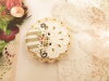 Bouton gros rond cannelé Shabby chic beige