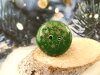 Bouton rond brillant vert motif fleur cerisier or