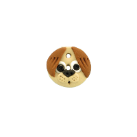 Bouton tête de chien beige