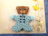 Bouton en forme de nounours motif Lazuli