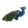 Bouton paon bleu et vert motif forêt
