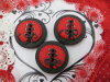 Bouton rond noir et rouge 30mm