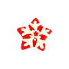Bouton étoile de Noël rouge flocon blanc