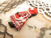 Bouton fille Sunbonnet de Noël rouge