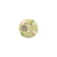 Bouton rond gris vert fleuri