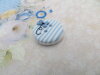 Bouton rond 18mm Shabby chic bleu