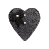 Bouton gros coeur anthracite noeud noir