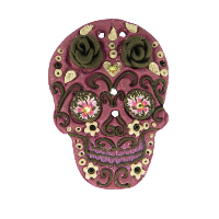 Bouton tête de mort mexicaine violette