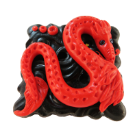 Bouton carré dragon rouge