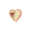 Bouton coeur rose et petit coeur blanc