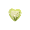 Bouton coeur vert pale petit coeur blanc et muguet