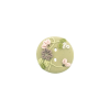 Bouton rond gris vert fleuri