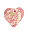 Bouton gros coeur Shabby Chic rose et petit coeurrose