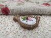 Bouton oiseau Shabby chic marron motif bois droite