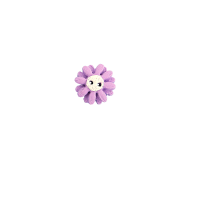 Bouton petite marguerite lilas et coeur blanc