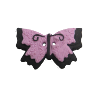Bouton gros papillon noir et rose