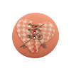 Bouton gros rond rose avec coeur pied de poule