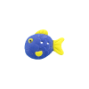 Bouton poisson boule bleu et jaune